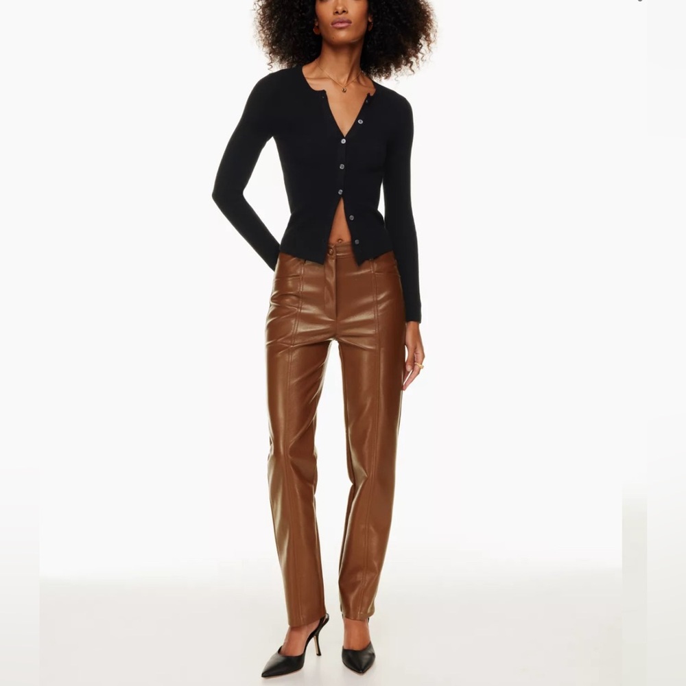 Aritzia Wilfred Rebel Vegan Leather Pants Cognac Brown 00